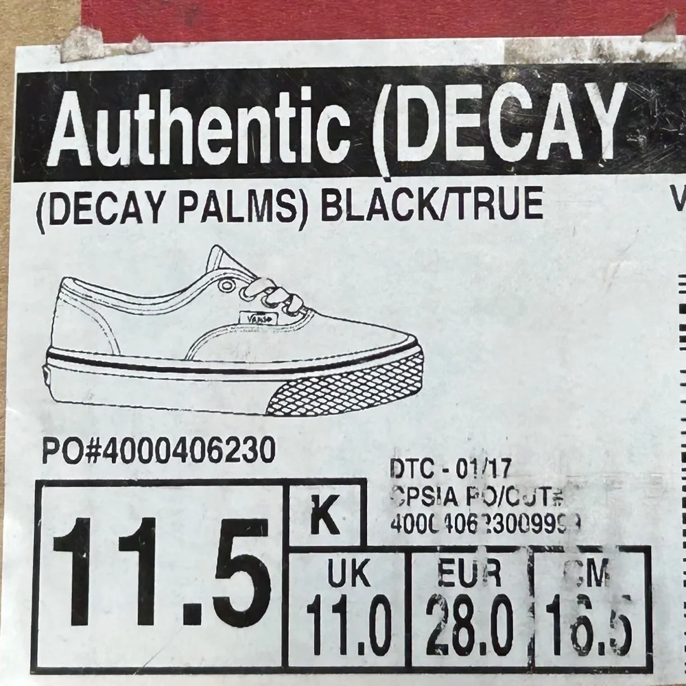 Vans Authentic Decay Palms Black True‎ White Shoes